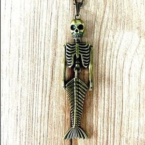Skeleton Mermaid Antique Style Necklace, NWT